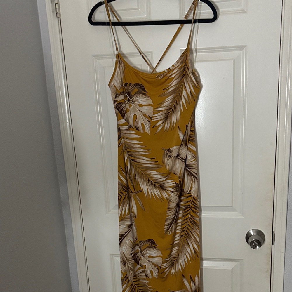 Tropical Mustard Maxi Dress
